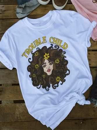 Bling-A-Gogo Trouble Child Tee - Brunette 3 Bling-A-Gogo Trouble Child Tee - Brunette