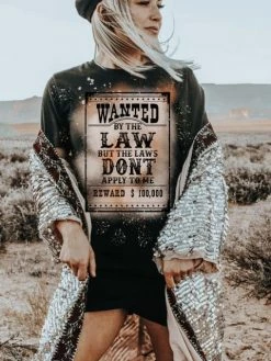 Buckin Barn Wanted By The Law Tee Clothing