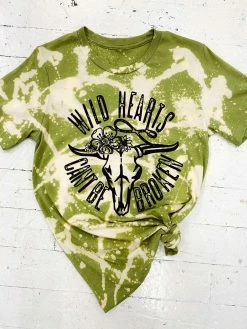 Buckin Barn Wild Hearts Can't Be Broken Tee - Lime Clothing
