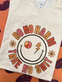 Miss Mud Pie Do No Harm Smile T-shirt - Natural