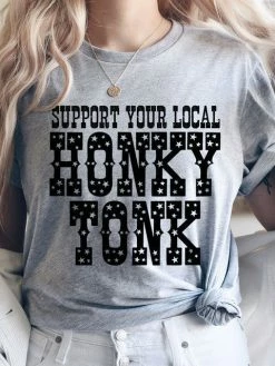 Miss Mud Pie Support Your Local Honky Tonk — Country Girl T-Shirt In Gray Clothing